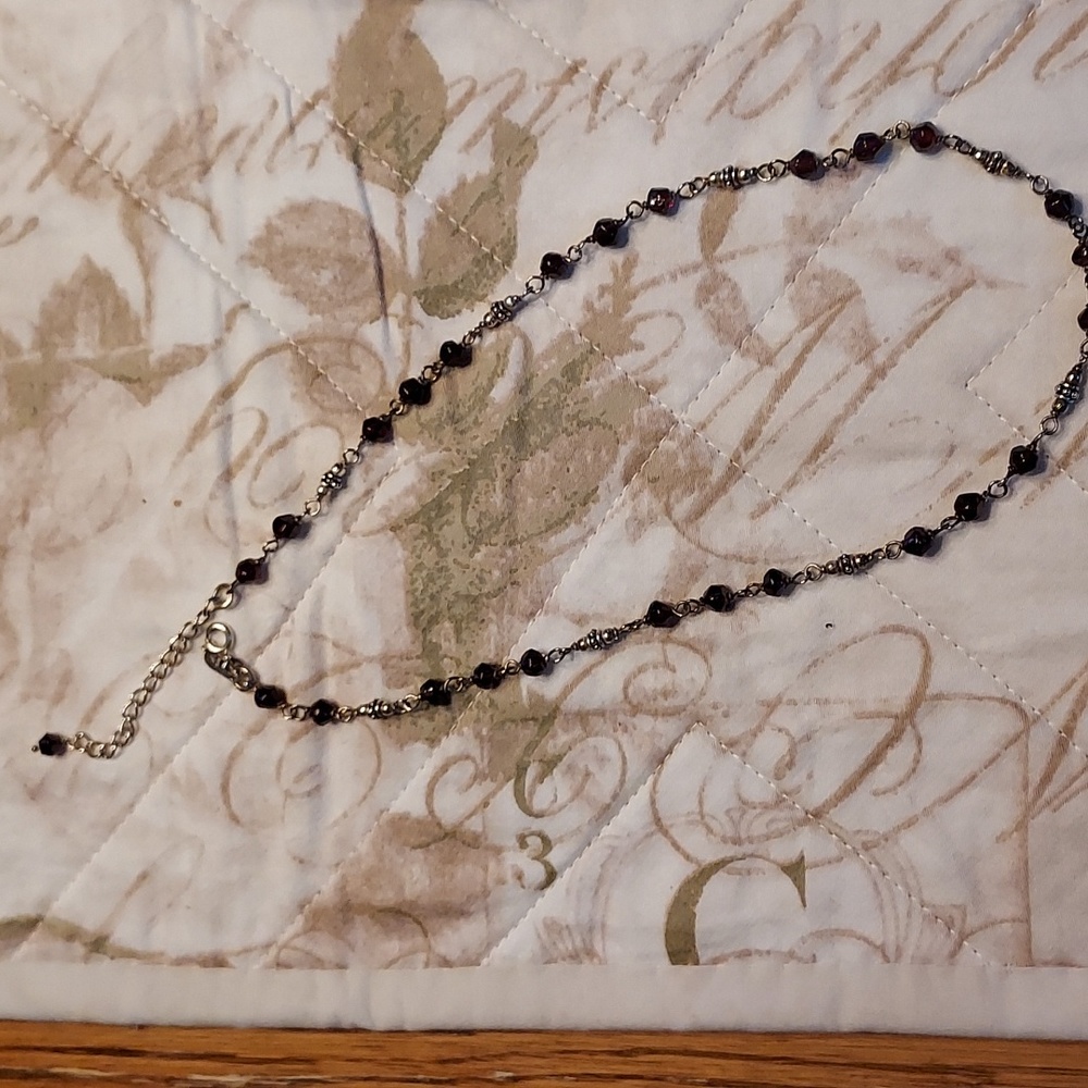 Silpada Garnet beaded and Sterling Silver Necklace